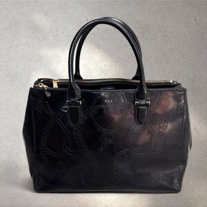 Lauren Ralph Lauren Winford Satchel Purse Tote Handbag Equestrian Bit Bridle